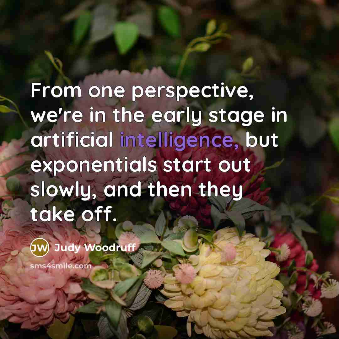 “From one perspective, we're in the early stage in artificial…” quote by Judy Woodruff