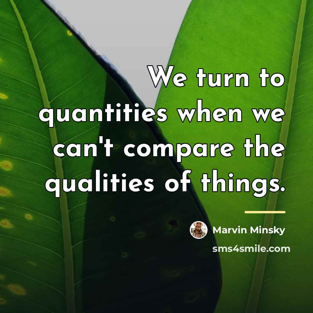 “We turn to quantities when we can't compare the qualities…” quote by Marvin Minsky