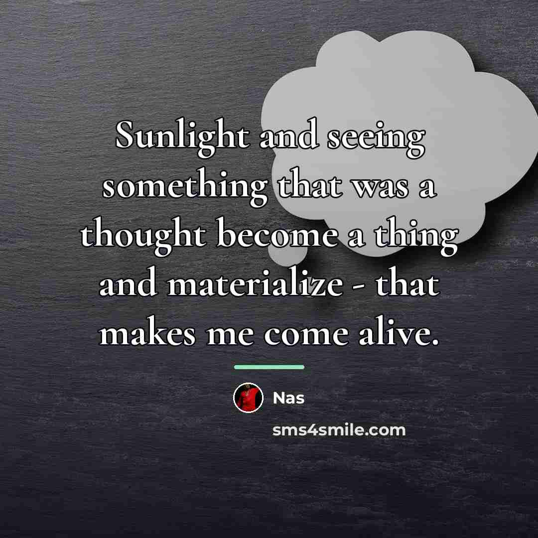 “Sunlight and seeing something that was a thought become a…” quote by Nas