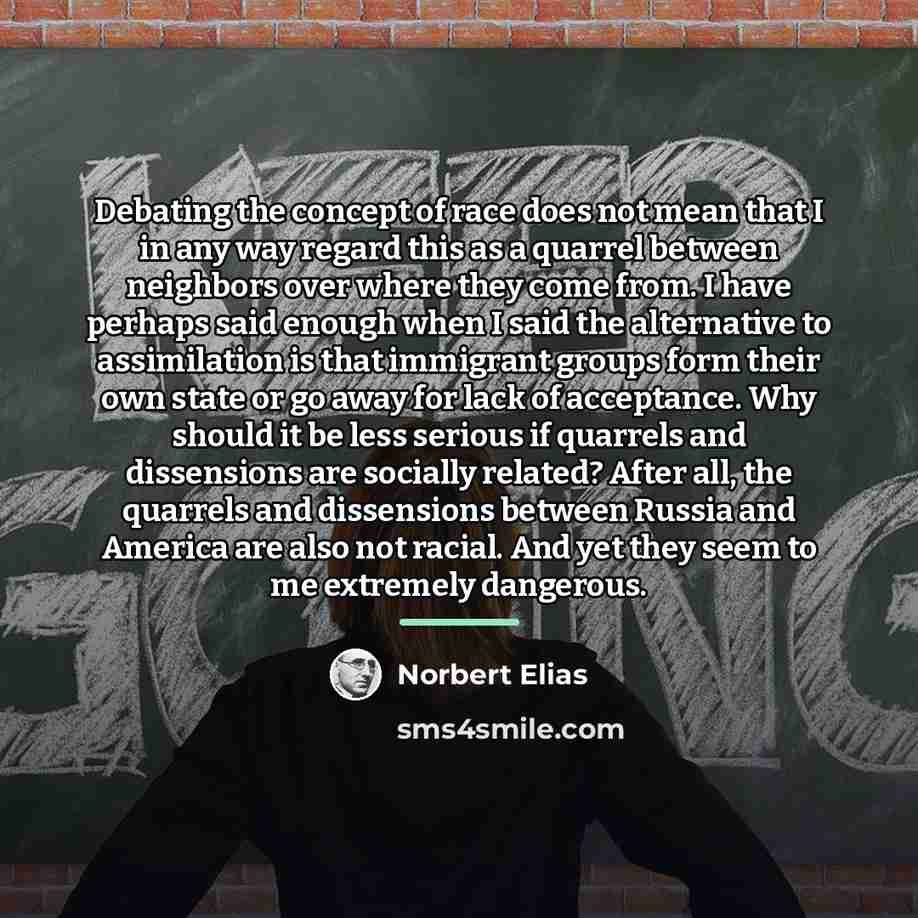“Debating the concept of race does not mean that I…” quote by Norbert Elias