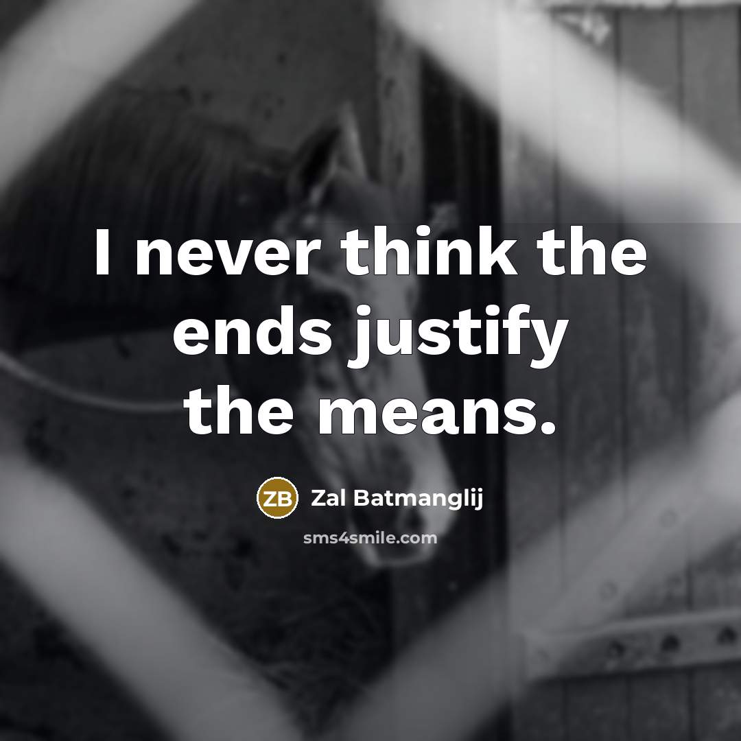 “I never think the ends justify the means.…” quote by Zal Batmanglij