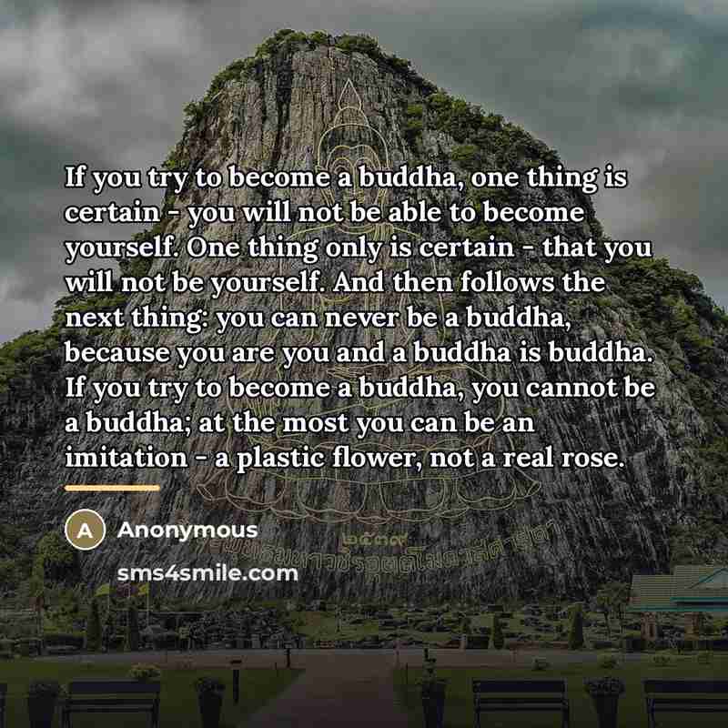 “If you try to become a buddha, one thing is…” quote by Anonymous