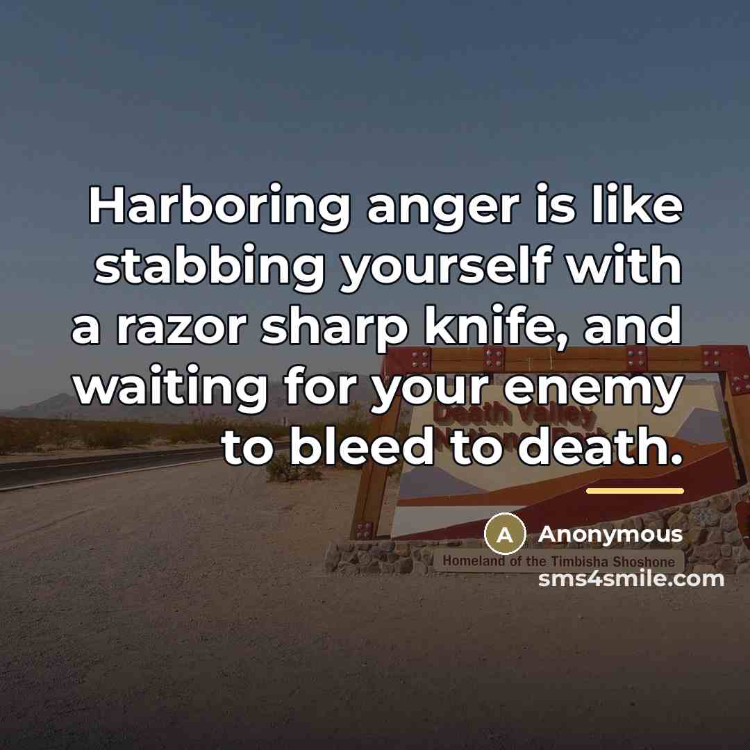 “Harboring anger is like stabbing yourself with a razor sharp…” quote by Anonymous