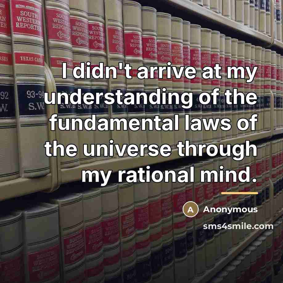 “I didn't arrive at my understanding of the fundamental laws…” quote by Anonymous