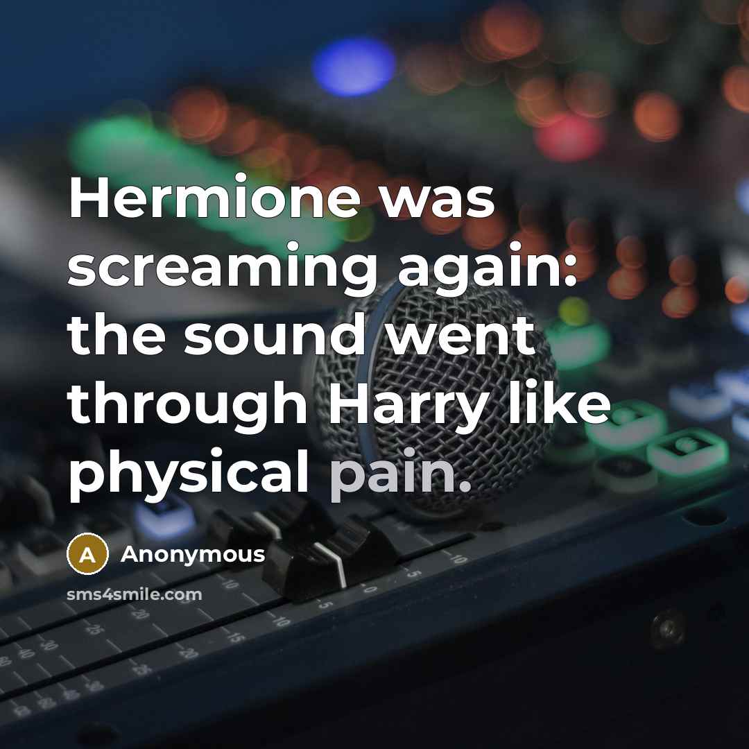 “Hermione was screaming again: the sound went through Harry like…” quote by Anonymous