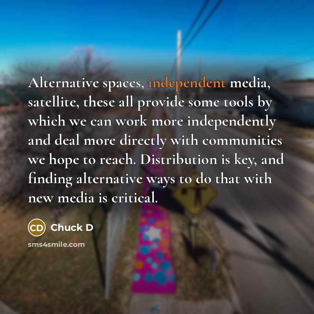 “Alternative spaces, independent media, satellite, these all provide some tools…” quote by Chuck D
