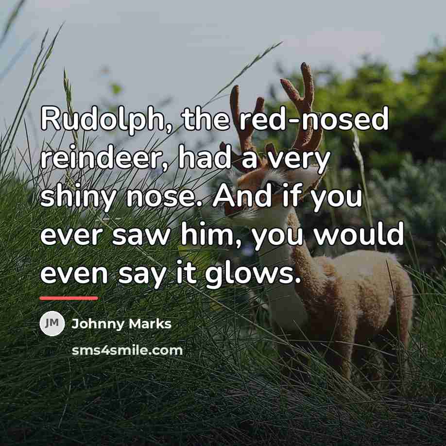 “Rudolph, the red-nosed reindeer, had a very shiny nose. And…” quote by Johnny Marks
