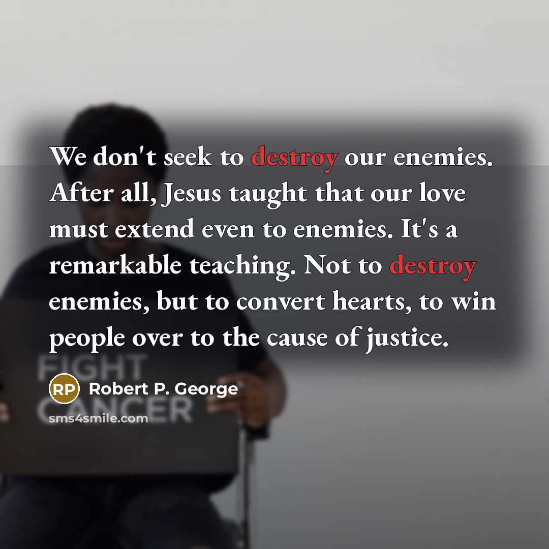 “We don't seek to destroy our enemies. After all, Jesus…” quote by Robert P. George
