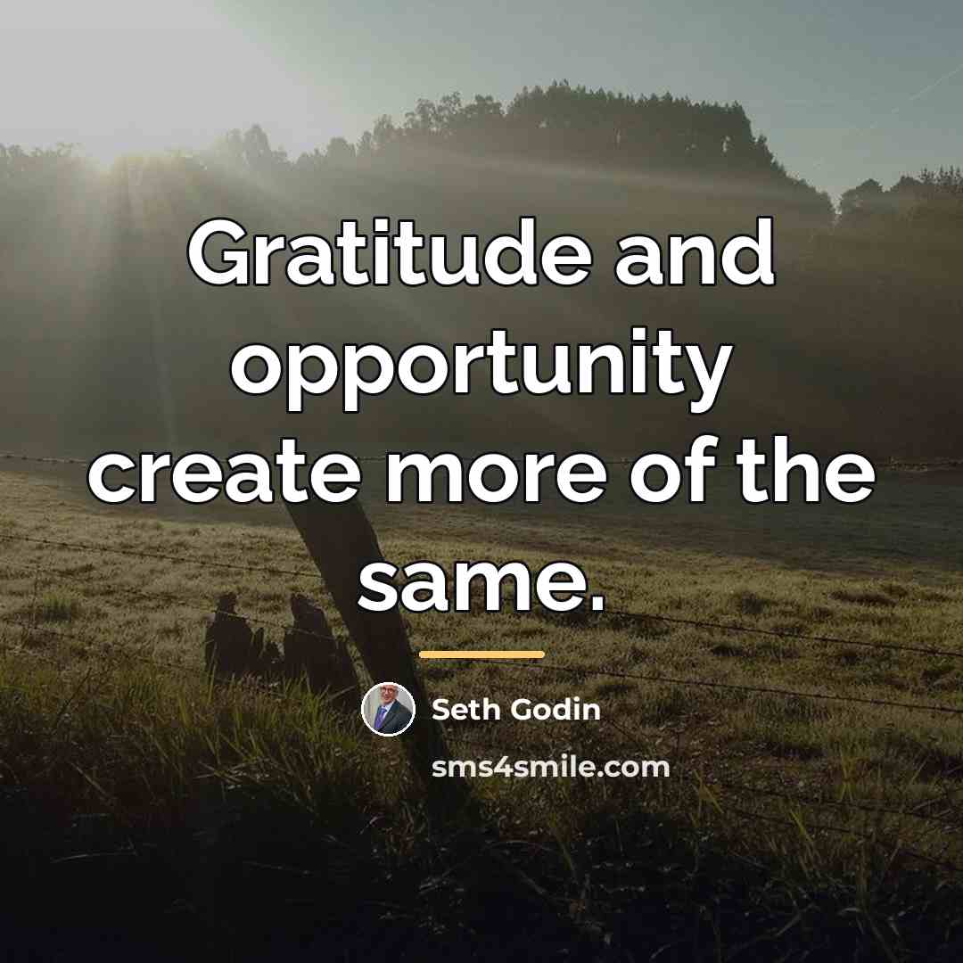 “Gratitude and opportunity create more of the same.…” quote by Seth Godin