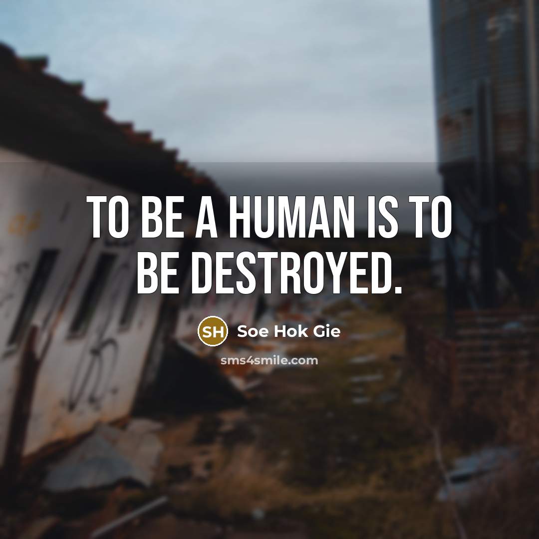 “To be a human is to be destroyed.…” quote by Soe Hok Gie