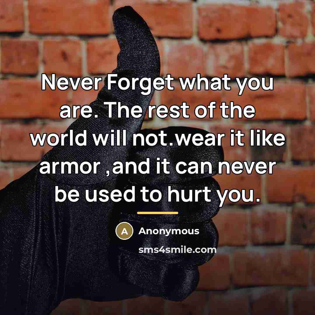 “Never Forget what you are. The rest of the world…” quote by Anonymous