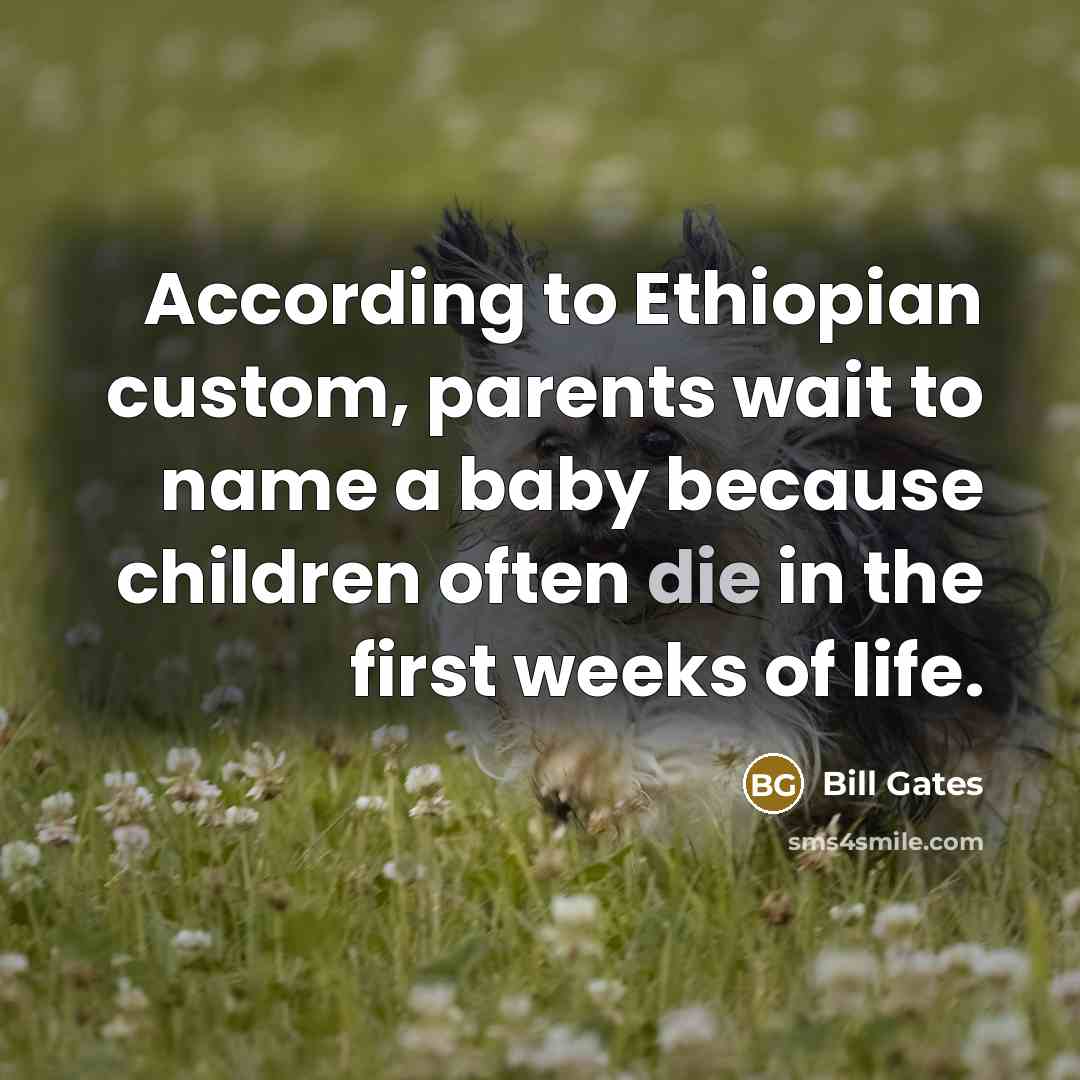 “According to Ethiopian custom, parents wait to name a baby…” quote by Bill Gates