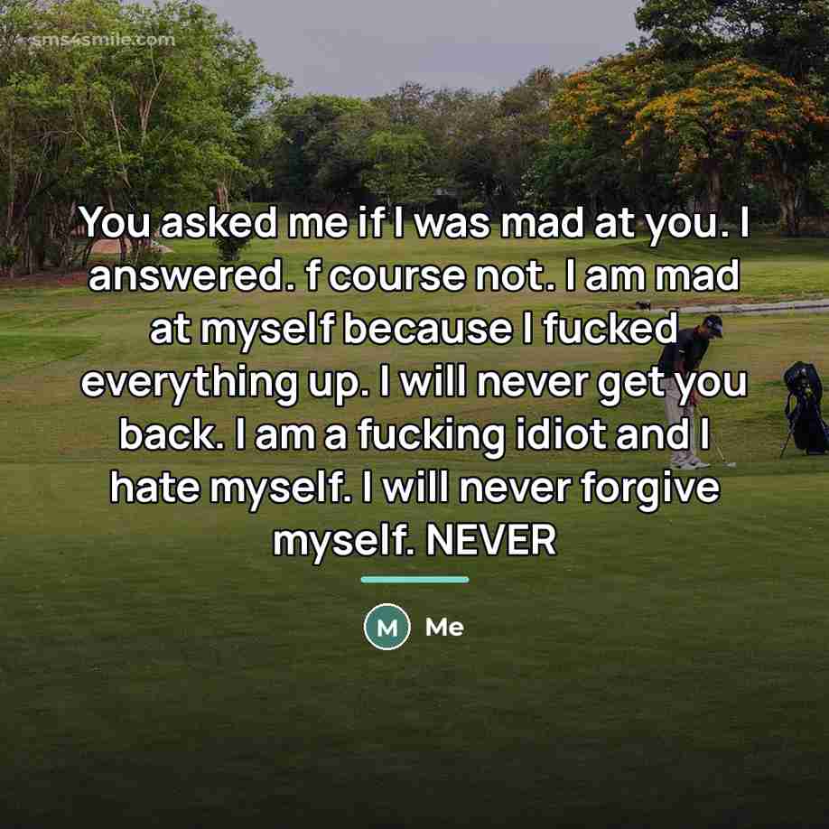 “You asked me if I was mad at you. I…” quote by Me