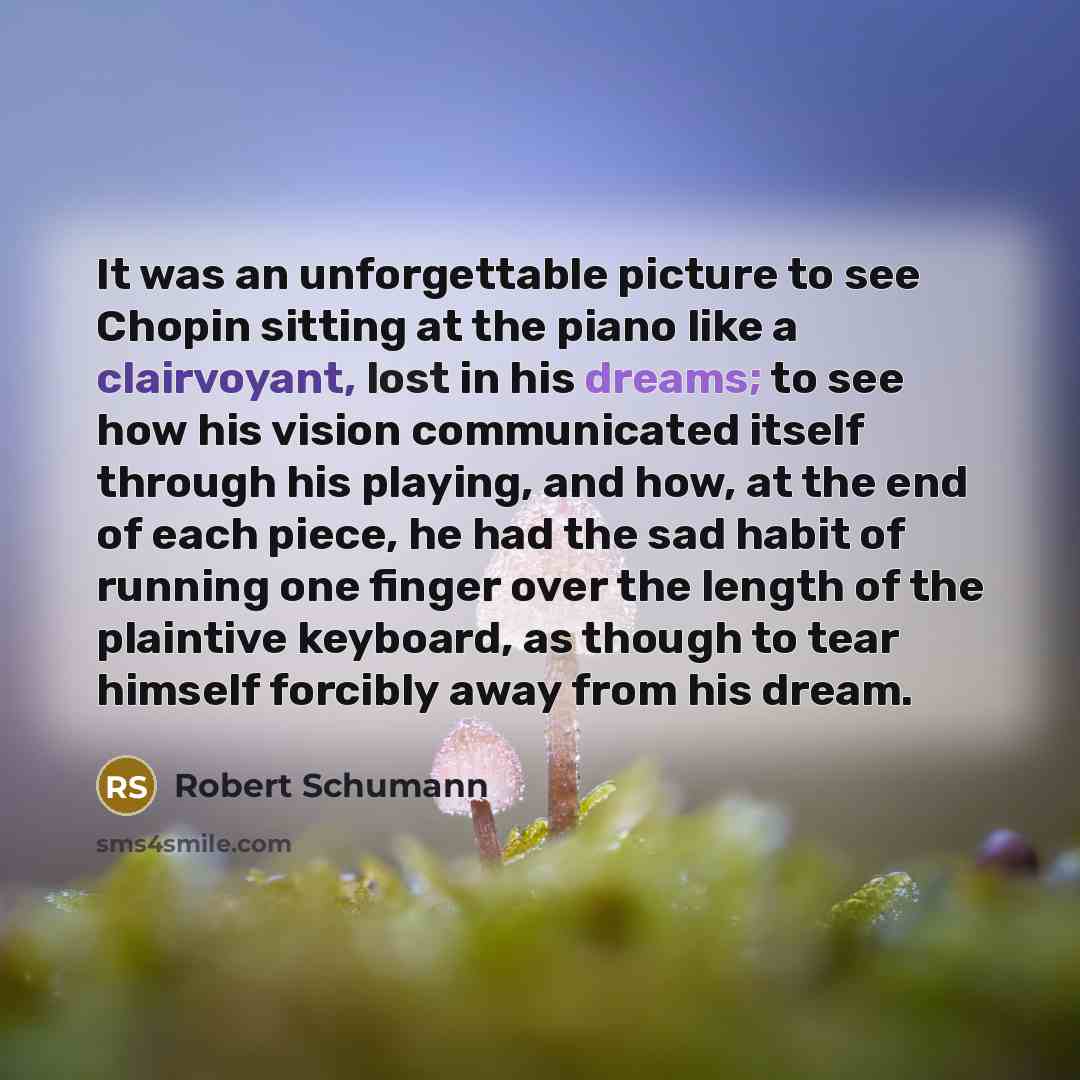 “It was an unforgettable picture to see Chopin sitting at…” quote by Robert Schumann