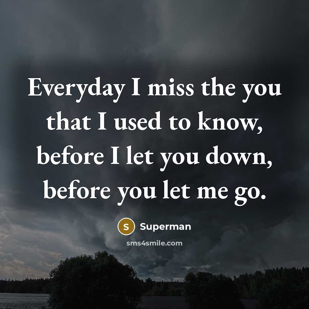 “Everyday I miss the you that I used to know,…” quote by Superman