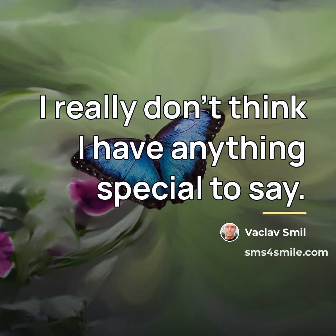 “I really don't think I have anything special to say.…” quote by Vaclav Smil