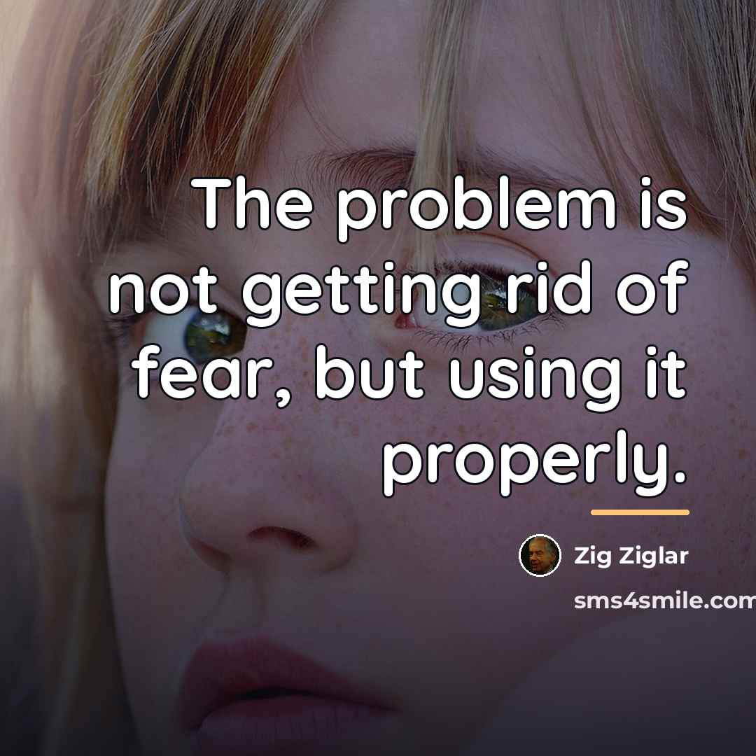 “The problem is not getting rid of fear, but using…” quote by Zig Ziglar