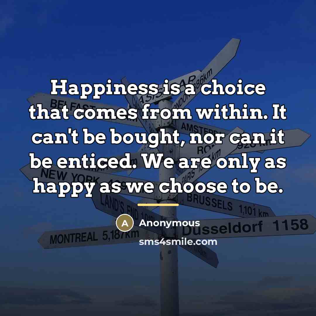 “Happiness is a choice that comes from within. It can't…” quote by Anonymous