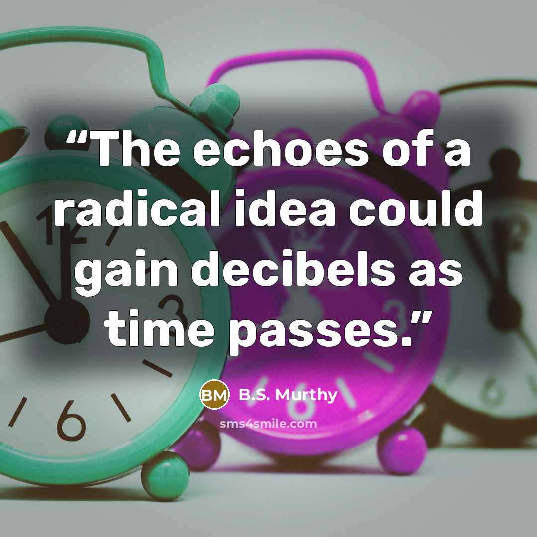 “The echoes of a radical idea could gain decibels as time passes.” quote by B.S. Murthy