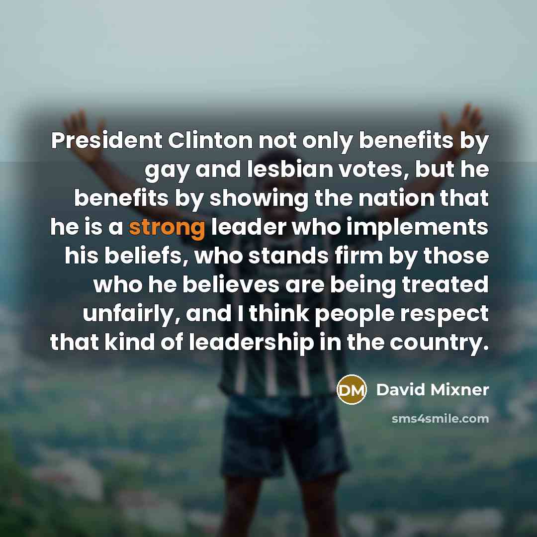 “President Clinton not only benefits by gay and lesbian votes,…” quote by David Mixner