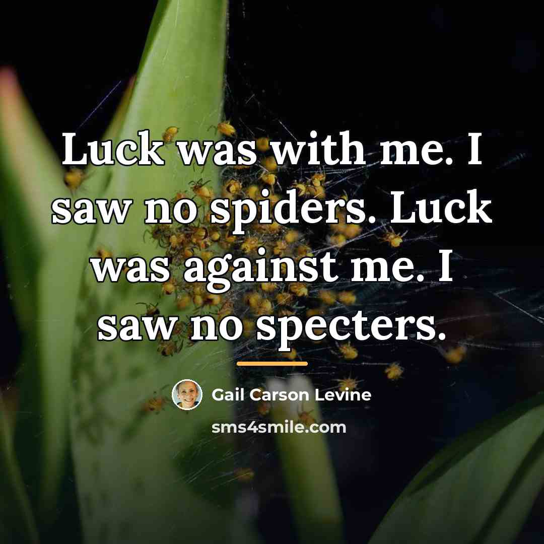 “Luck was with me. I saw no spiders. Luck was…” quote by Gail Carson Levine