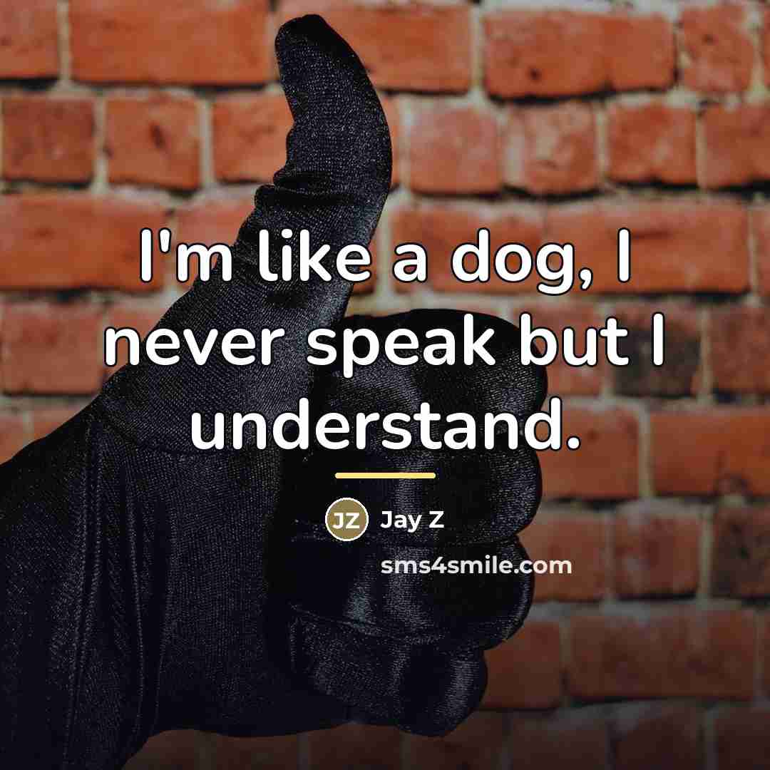 “I'm like a dog, I never speak but I understand.…” quote by Jay Z