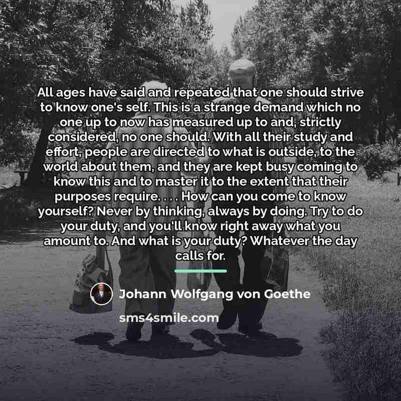“All ages have said and repeated that one should strive…” quote by Johann Wolfgang von Goethe
