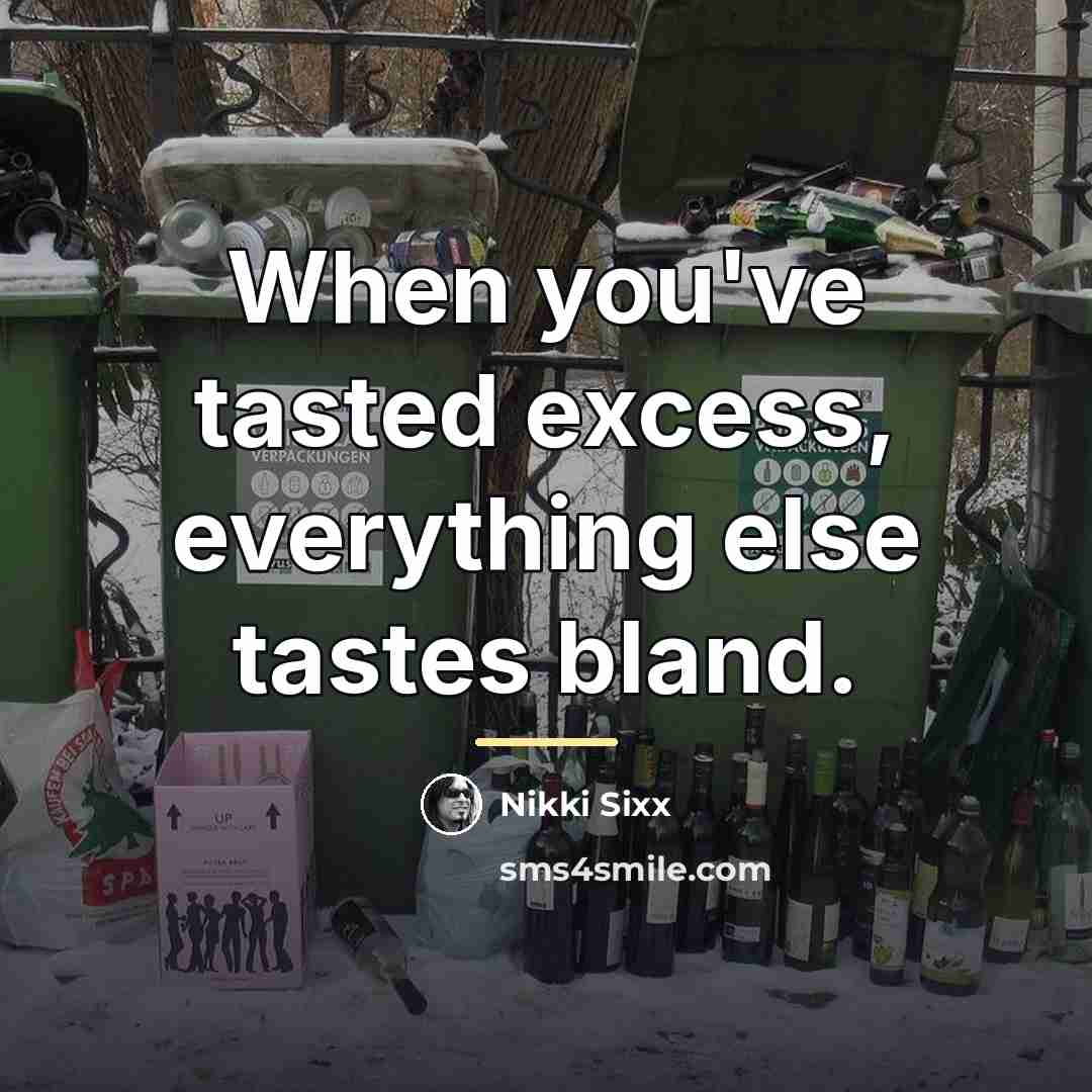 “When you've tasted excess, everything else tastes bland.…” quote by Nikki Sixx