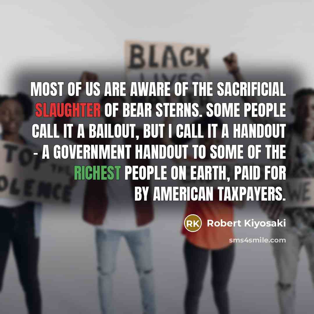 “Most of us are aware of the sacrificial slaughter of…” quote by Robert Kiyosaki