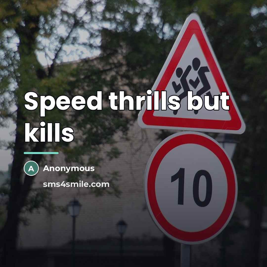 “Speed thrills but kills…” quote by Anonymous