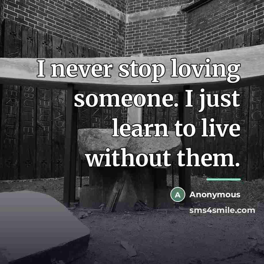 “I never stop loving someone. I just learn to live…” quote by Anonymous