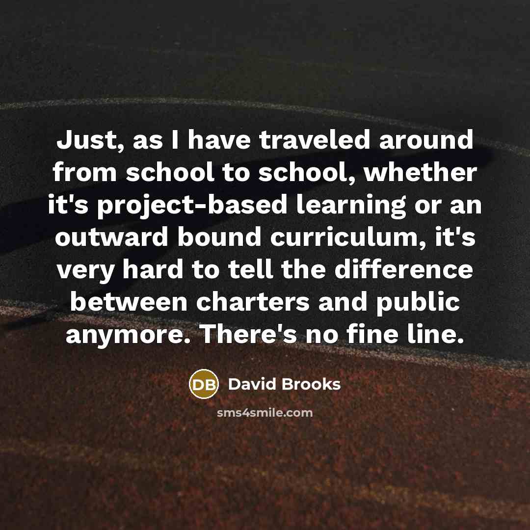“Just, as I have traveled around from school to school,…” quote by David Brooks