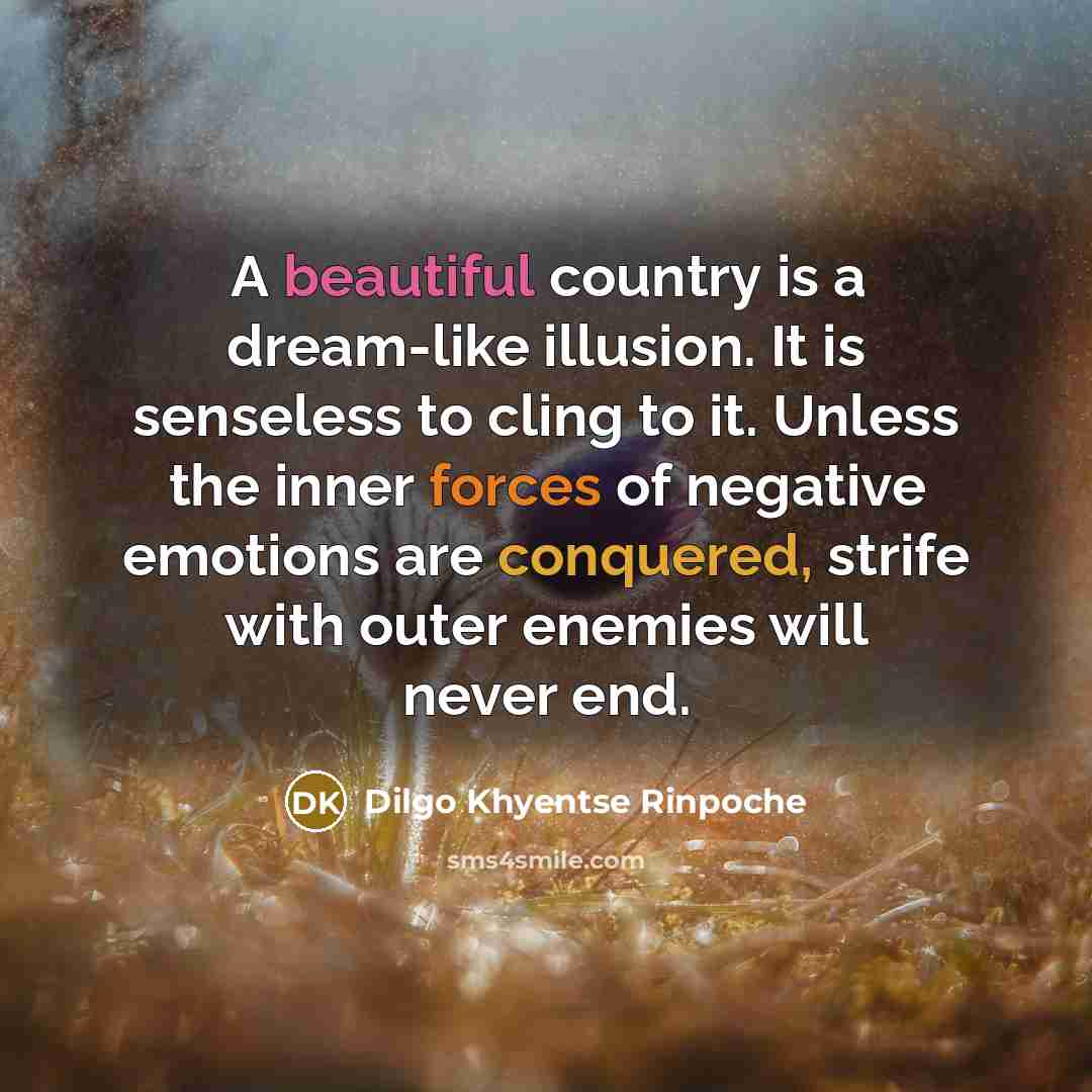 “A beautiful country is a dream-like illusion. It is senseless…” quote by Dilgo Khyentse Rinpoche
