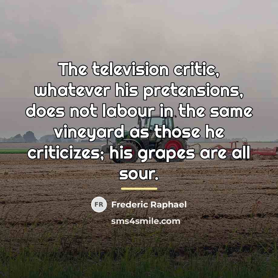 “The television critic, whatever his pretensions, does not labour in…” quote by Frederic Raphael