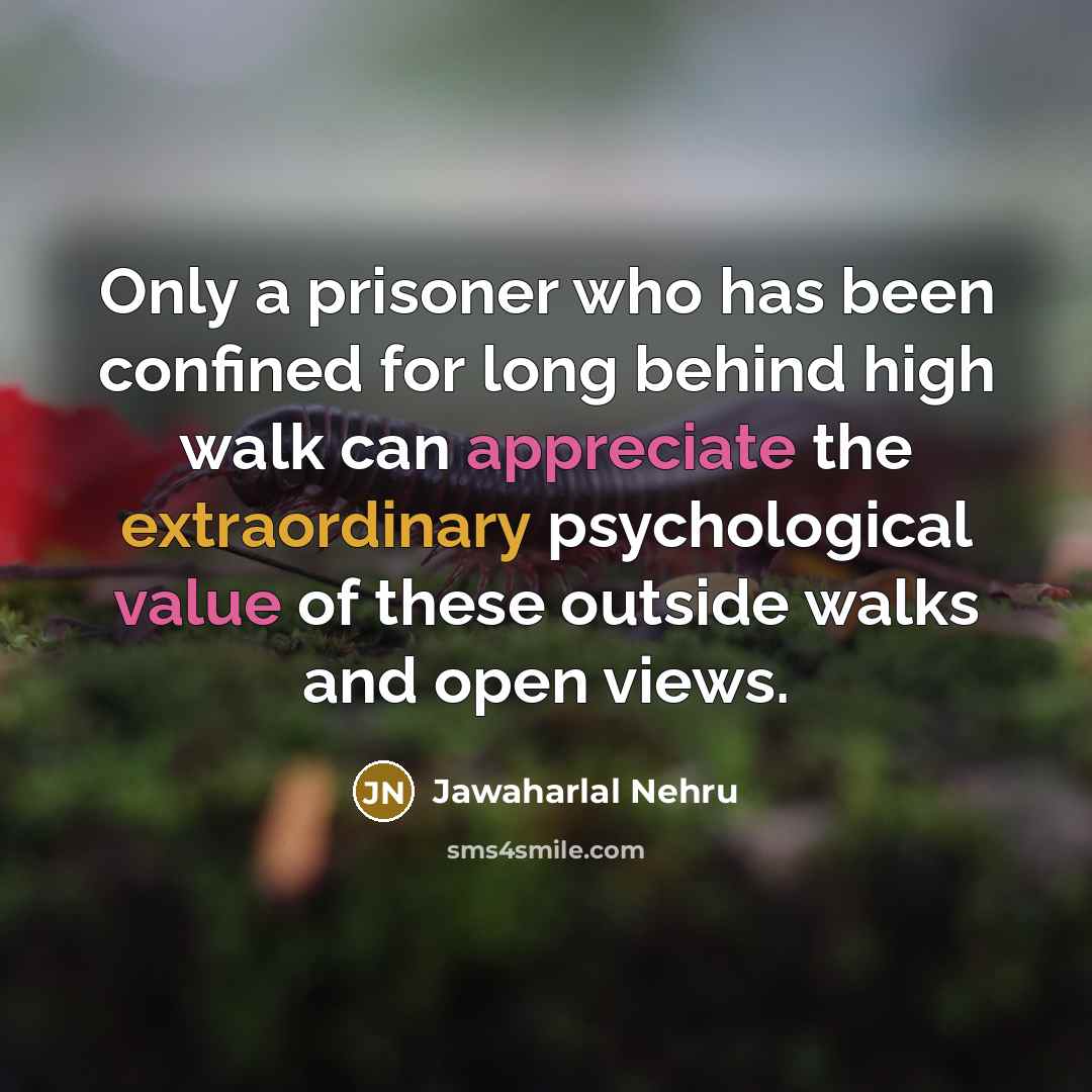“Only a prisoner who has been confined for long behind…” quote by Jawaharlal Nehru