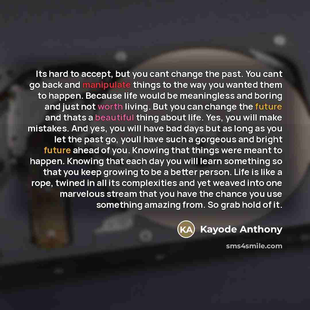 “Its hard to accept, but you cant change the past.…” quote by Kayode Anthony