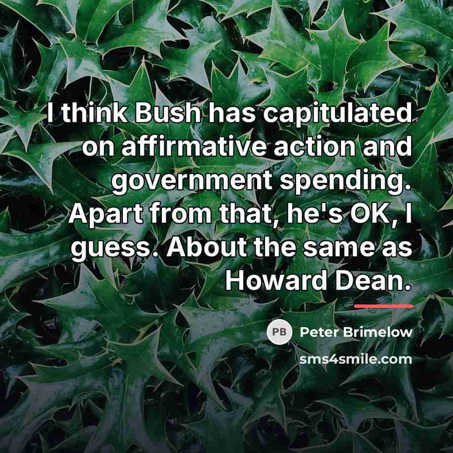 “I think Bush has capitulated on affirmative action and government…” quote by Peter Brimelow