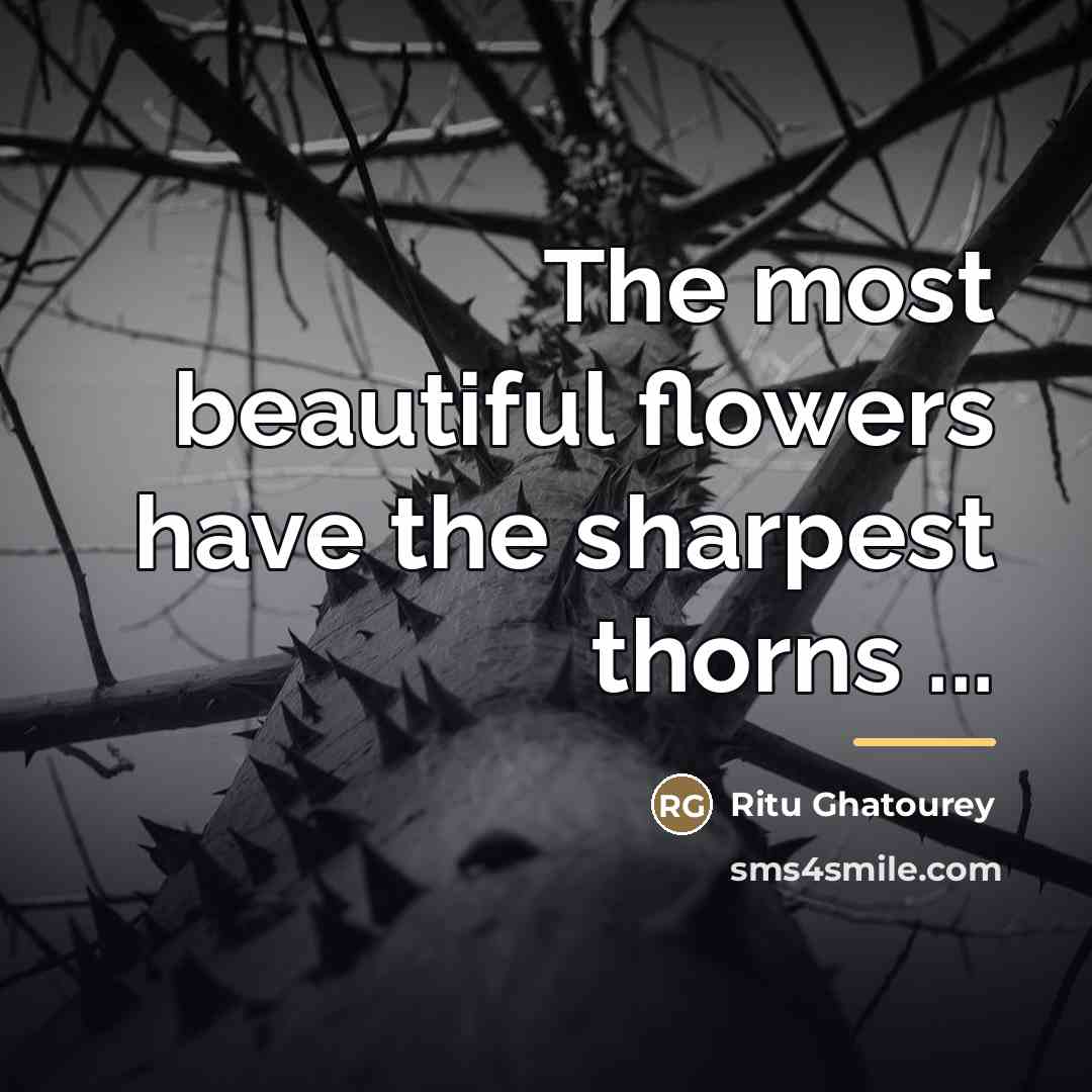“The most beautiful flowers have the sharpest thorns ...…” quote by Ritu Ghatourey