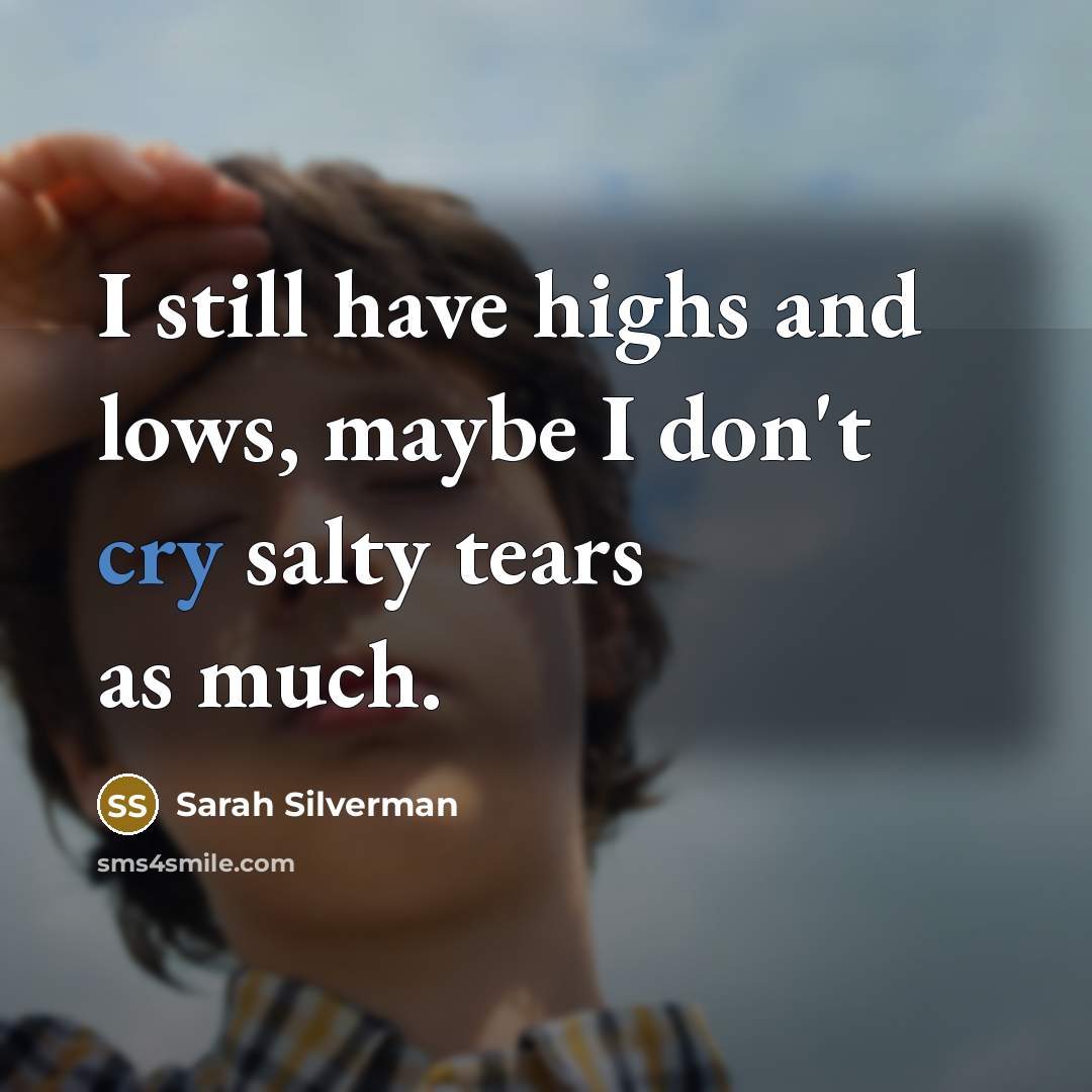 “I still have highs and lows, maybe I don't cry…” quote by Sarah Silverman