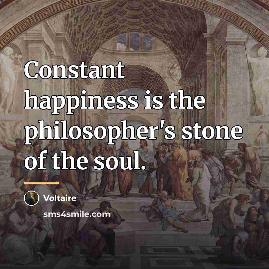 “Constant happiness is the philosopher's stone of the soul.…” quote by Voltaire