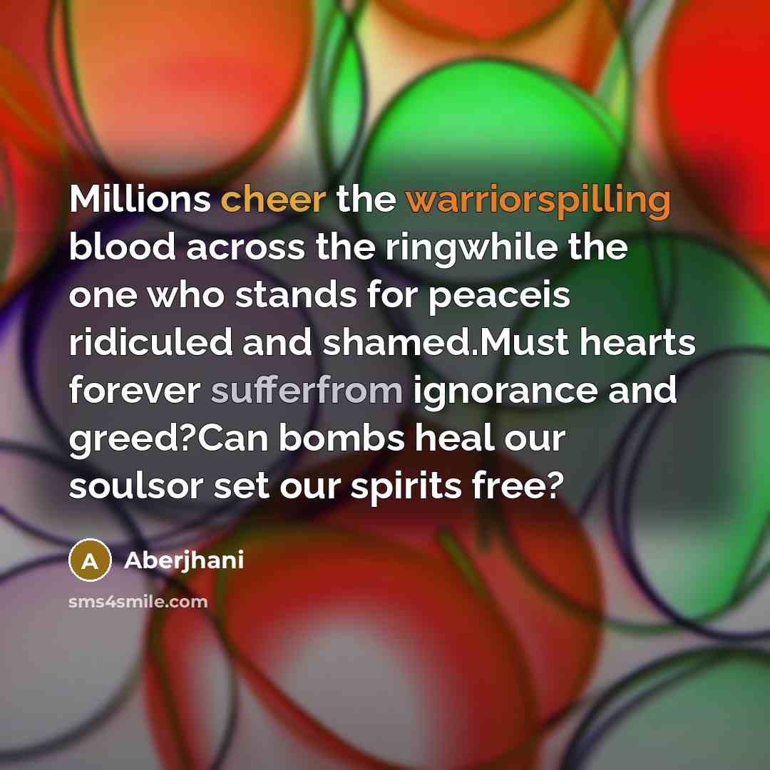 “Millions cheer the warriorspilling blood across the ringwhile the one…” quote by Aberjhani
