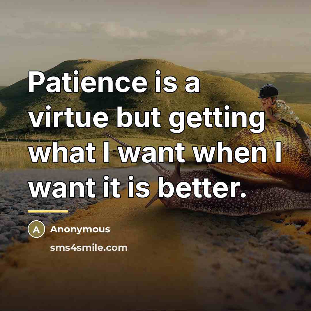 “Patience is a virtue but getting what I want when…” quote by Anonymous