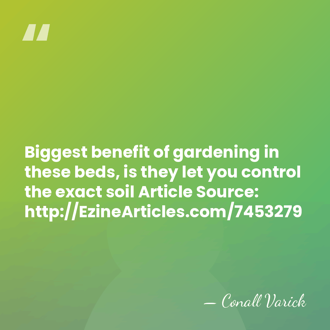 Biggest benefit of gardening in these beds, is they let you control&hellip; - Conall Varick