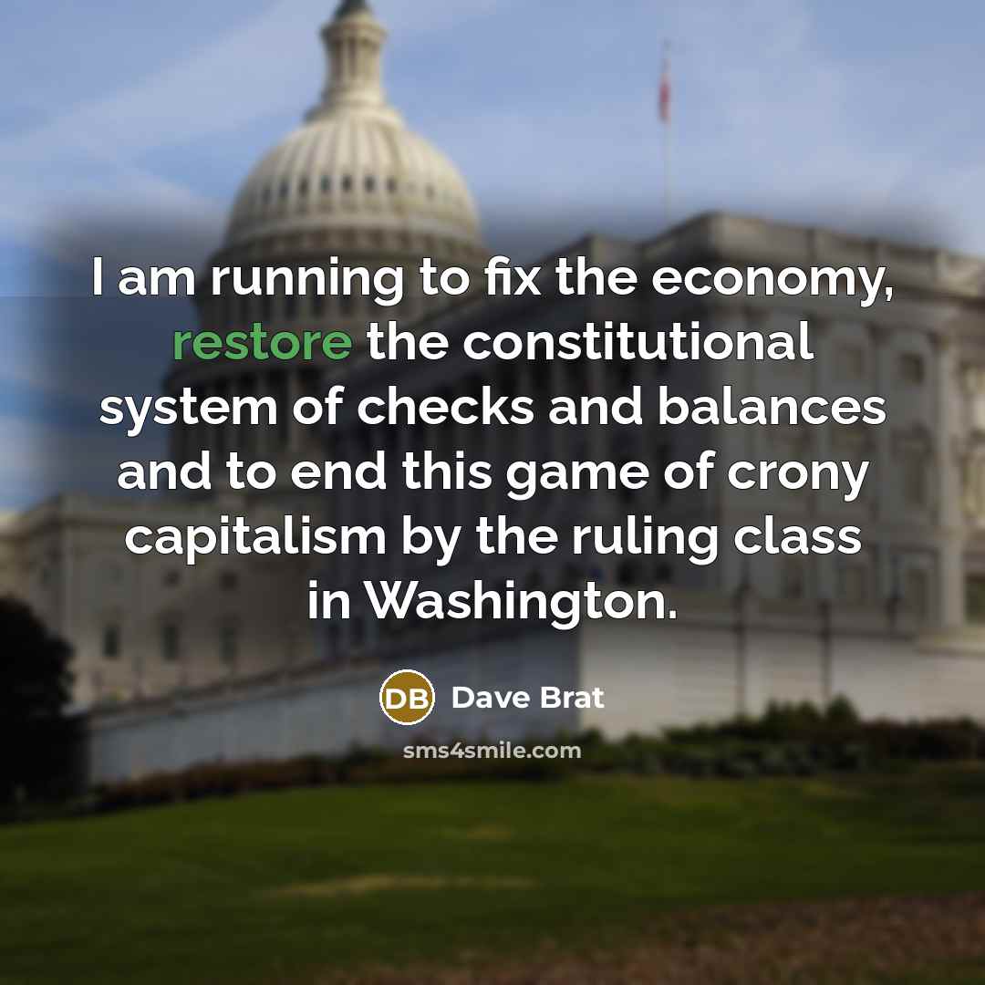 “I am running to fix the economy, restore the constitutional…” quote by Dave Brat