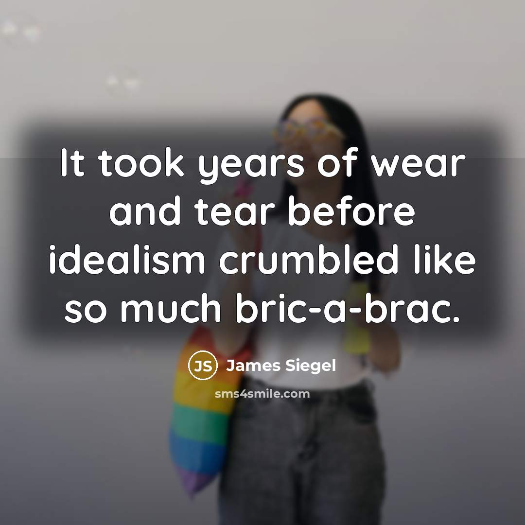 “It took years of wear and tear before idealism crumbled…” quote by James Siegel