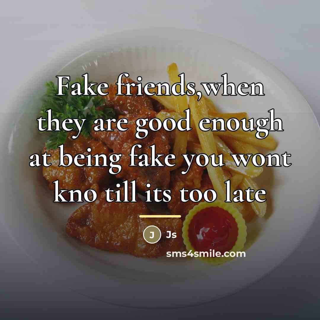 “Fake friends,when they are good enough at being fake you…” quote by Js