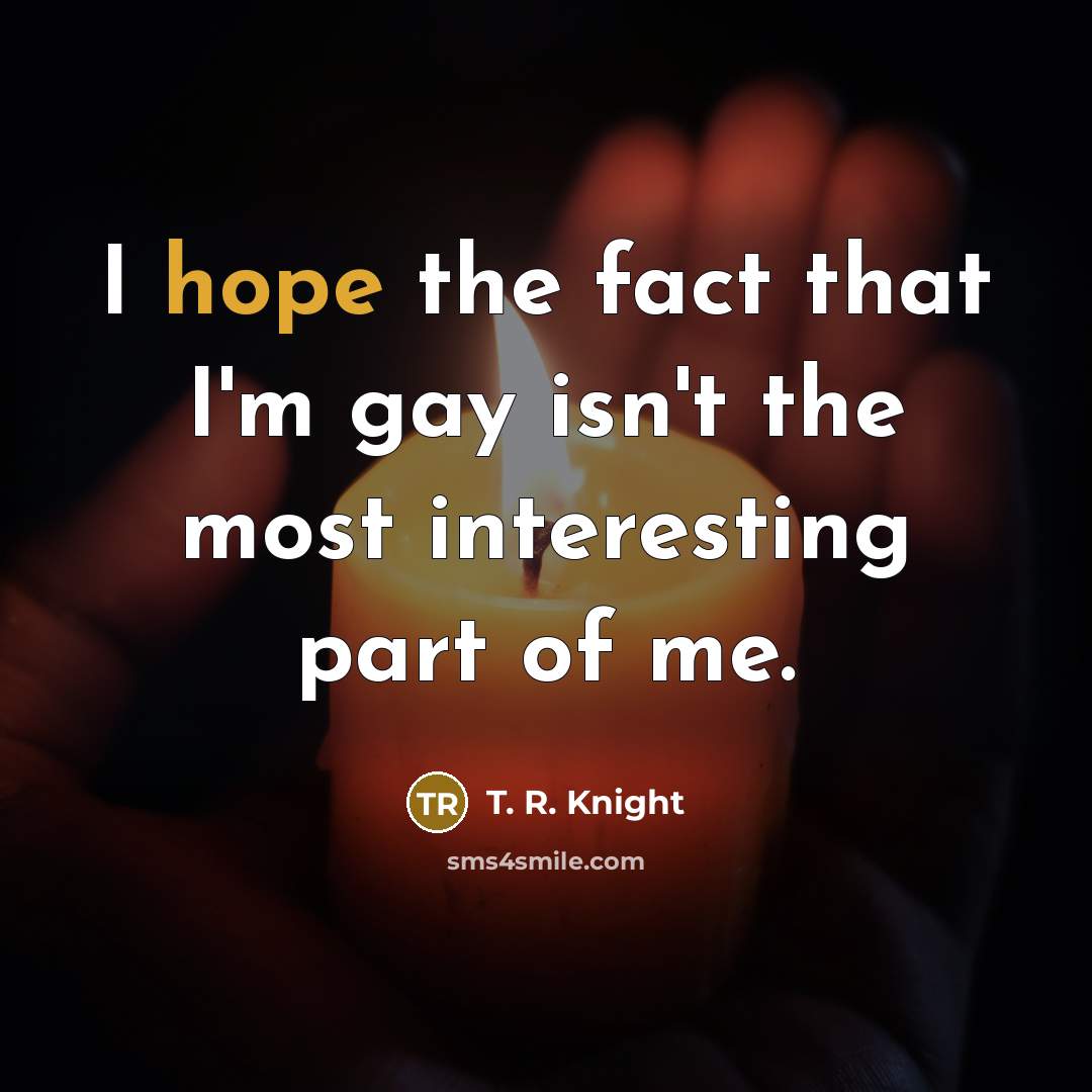 “I hope the fact that I'm gay isn't the most…” quote by T. R. Knight