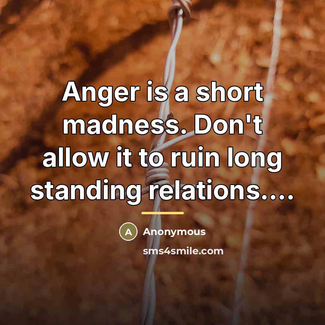 “Anger is a short madness. Don't allow it to ruin…” quote by Anonymous