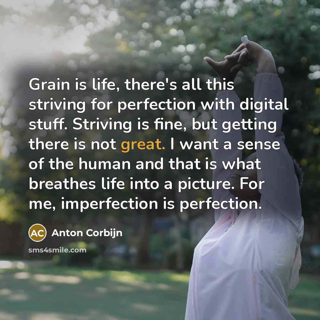 “Grain is life, there's all this striving for perfection with…” quote by Anton Corbijn