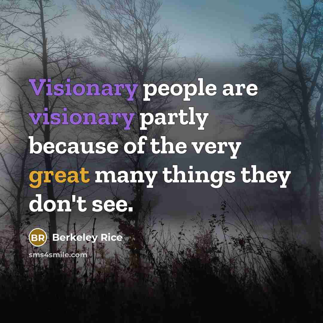 “Visionary people are visionary partly because of the very great many things they don't see.” quote by Berkeley Rice